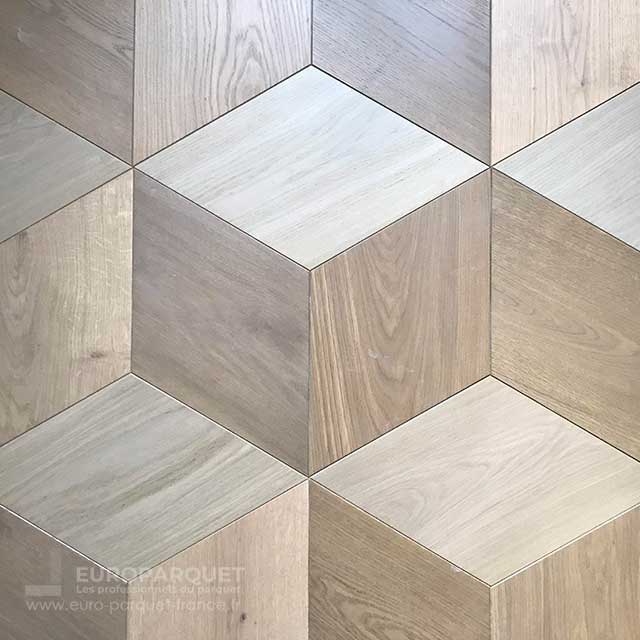 Pose de parquet motif Cubique